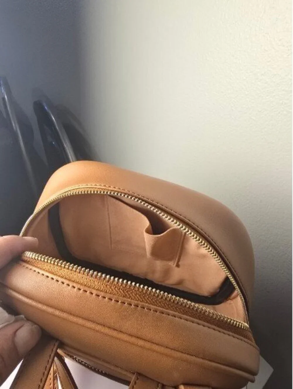 Belle & Bloom Camila Leather Backpack – Tan/Brown Gold Hardware Excellent